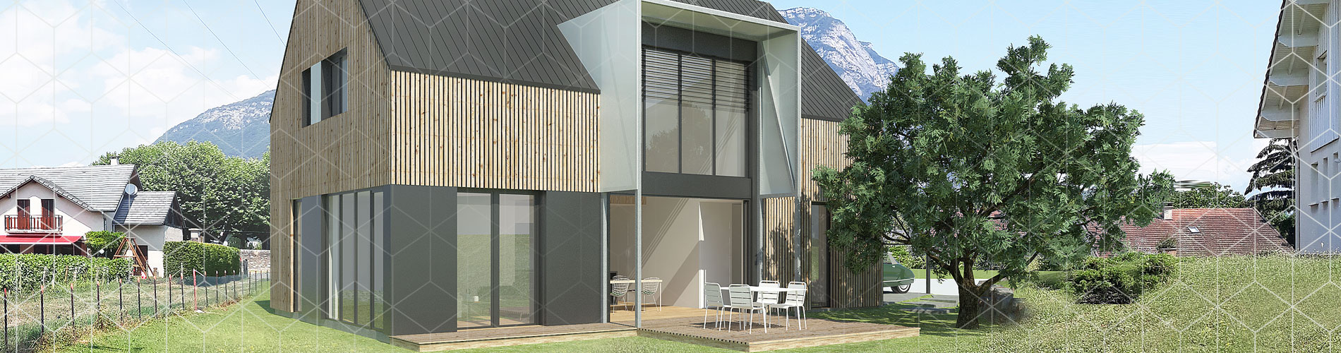 maison ossature bois contemporaine savoie double hauteur