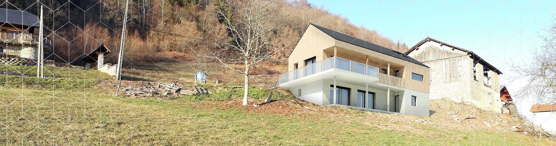 Maison bois accrochée à la montagne