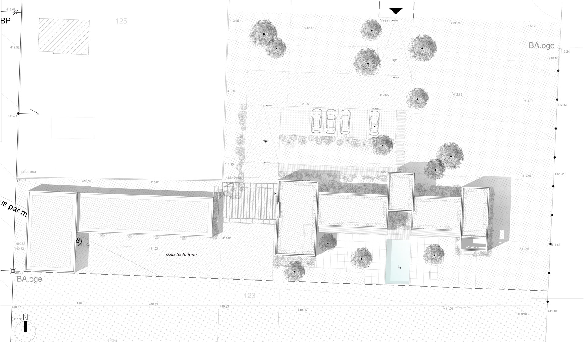 maison-contemporaine-toiture-terrasse-bois-metal-brique-piscine-spa-plan