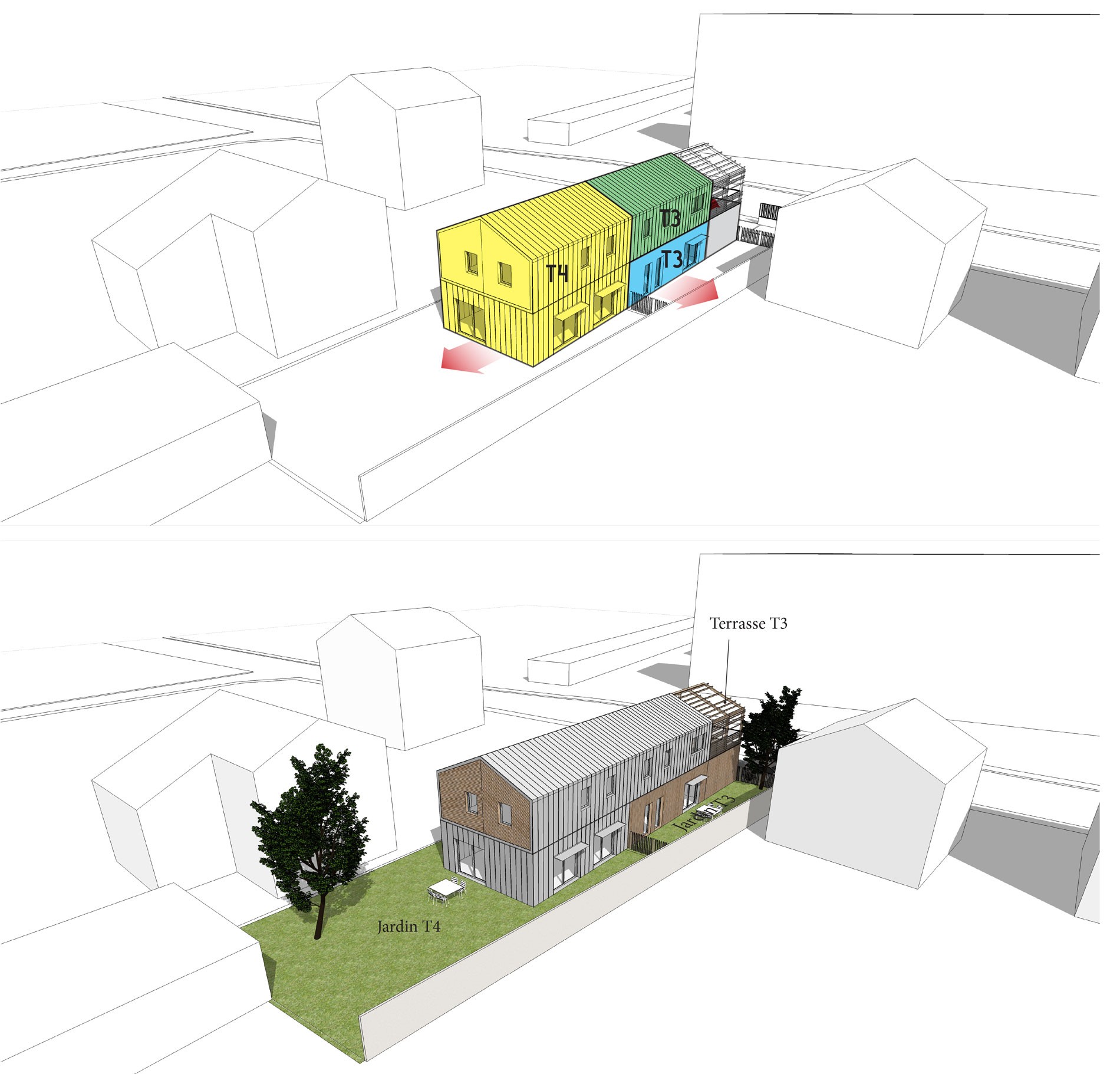 3 logements intermédiaires Bron Lyon métal bois habitat urbain 2